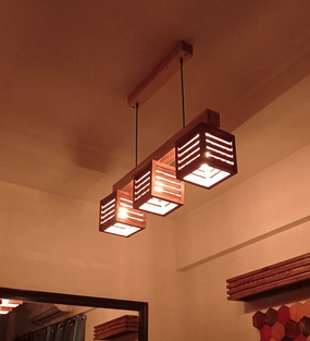Lyon Brown & Beige Wooden Series Hanging Lamp (BULB NOT INCLUDED) decorative ceiling fixture