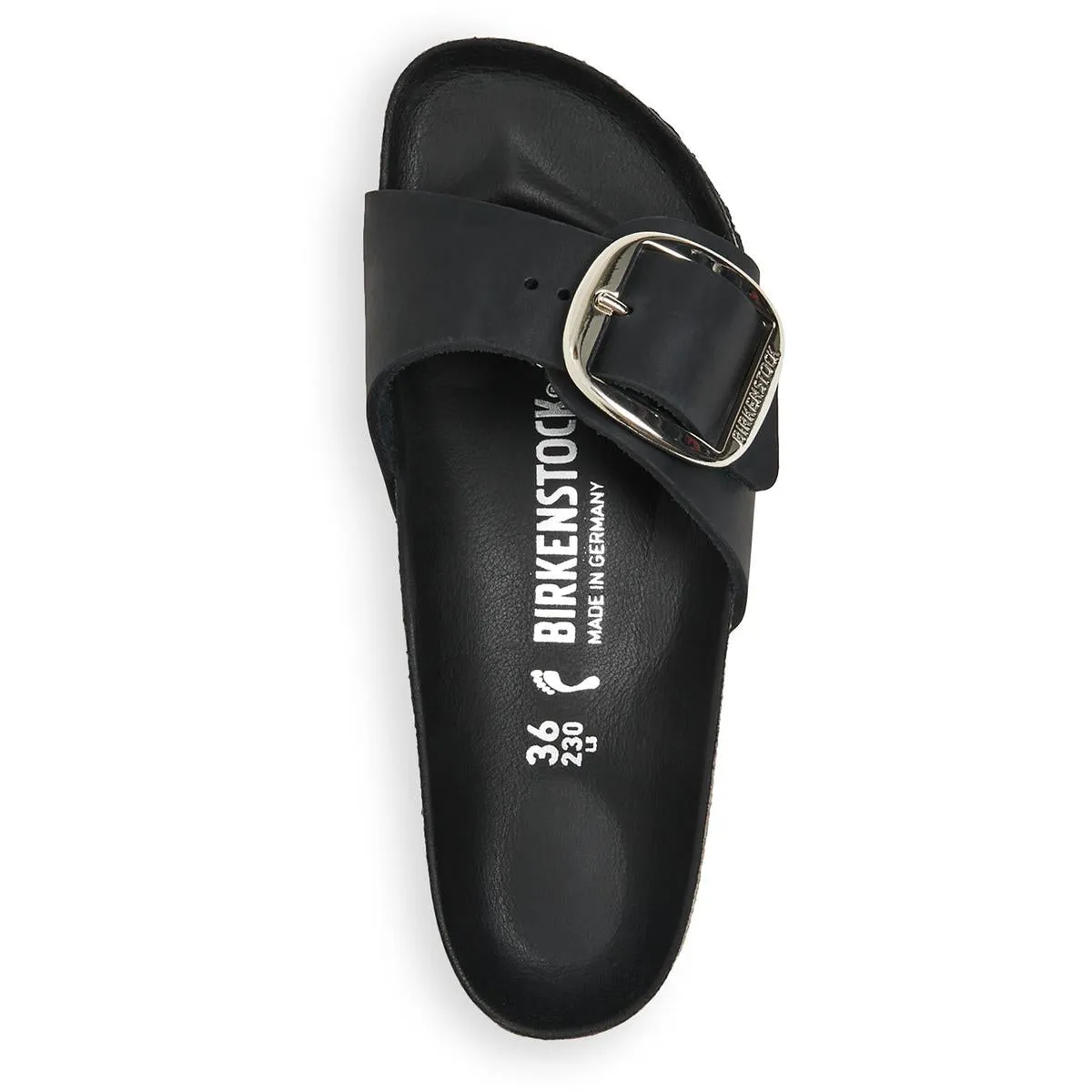 Madrid Big Buckle Womens Leather Adjustable Slide Sandals