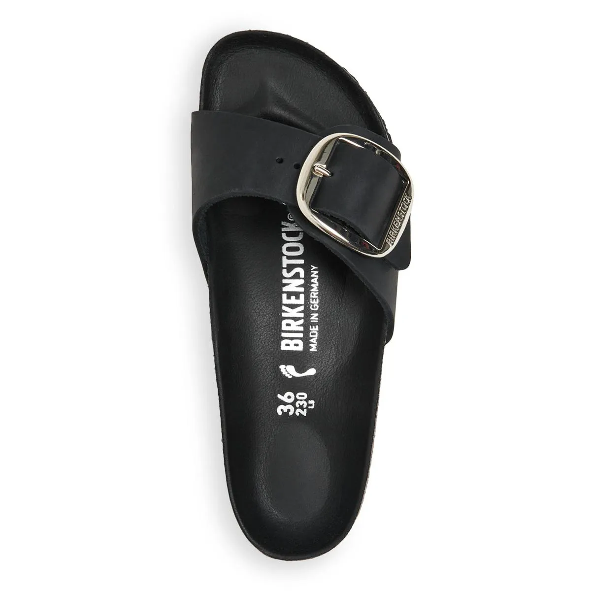 Madrid Big Buckle Womens Leather Adjustable Slide Sandals