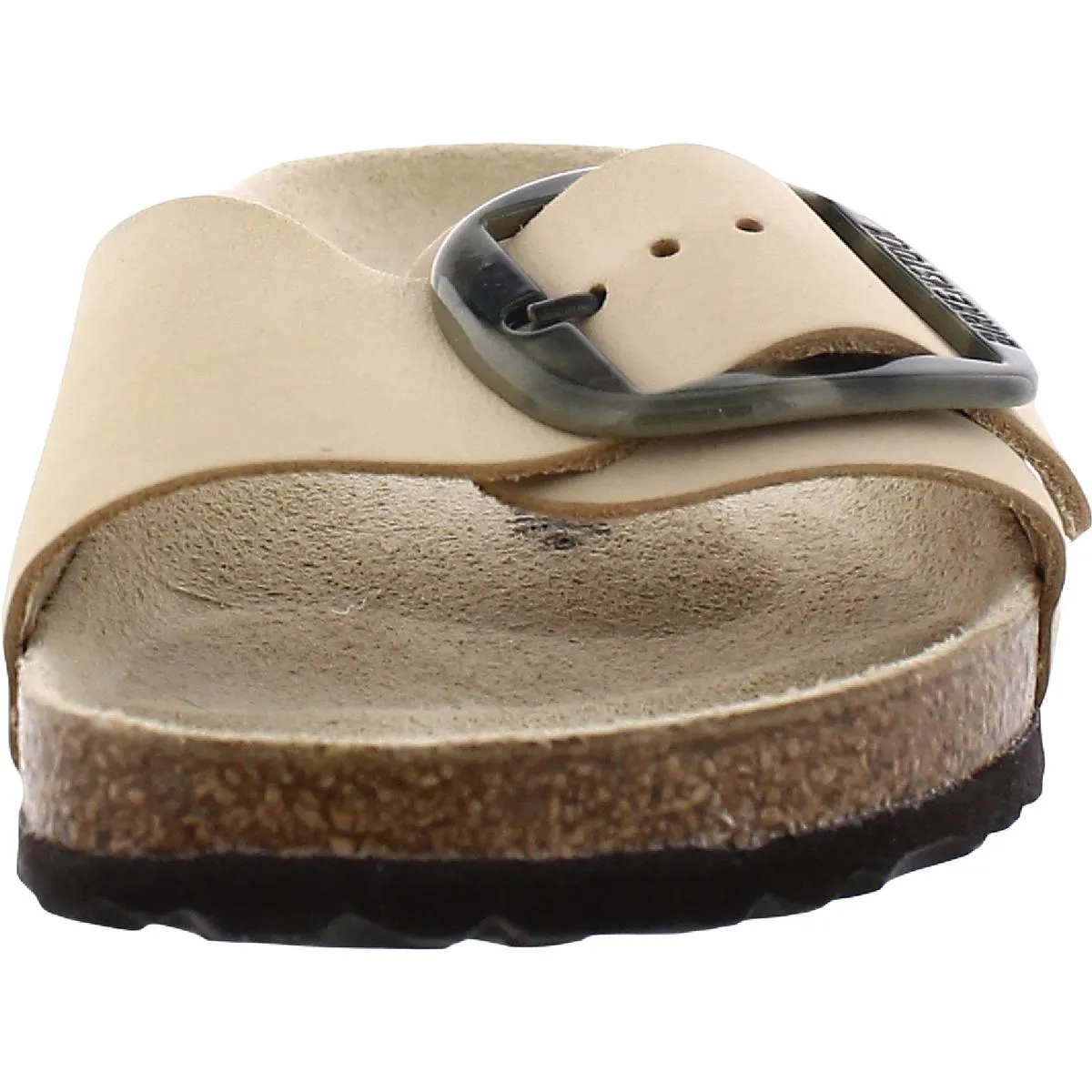 Madrid Big Buckle Womens Leather Embellished Slide Sandals