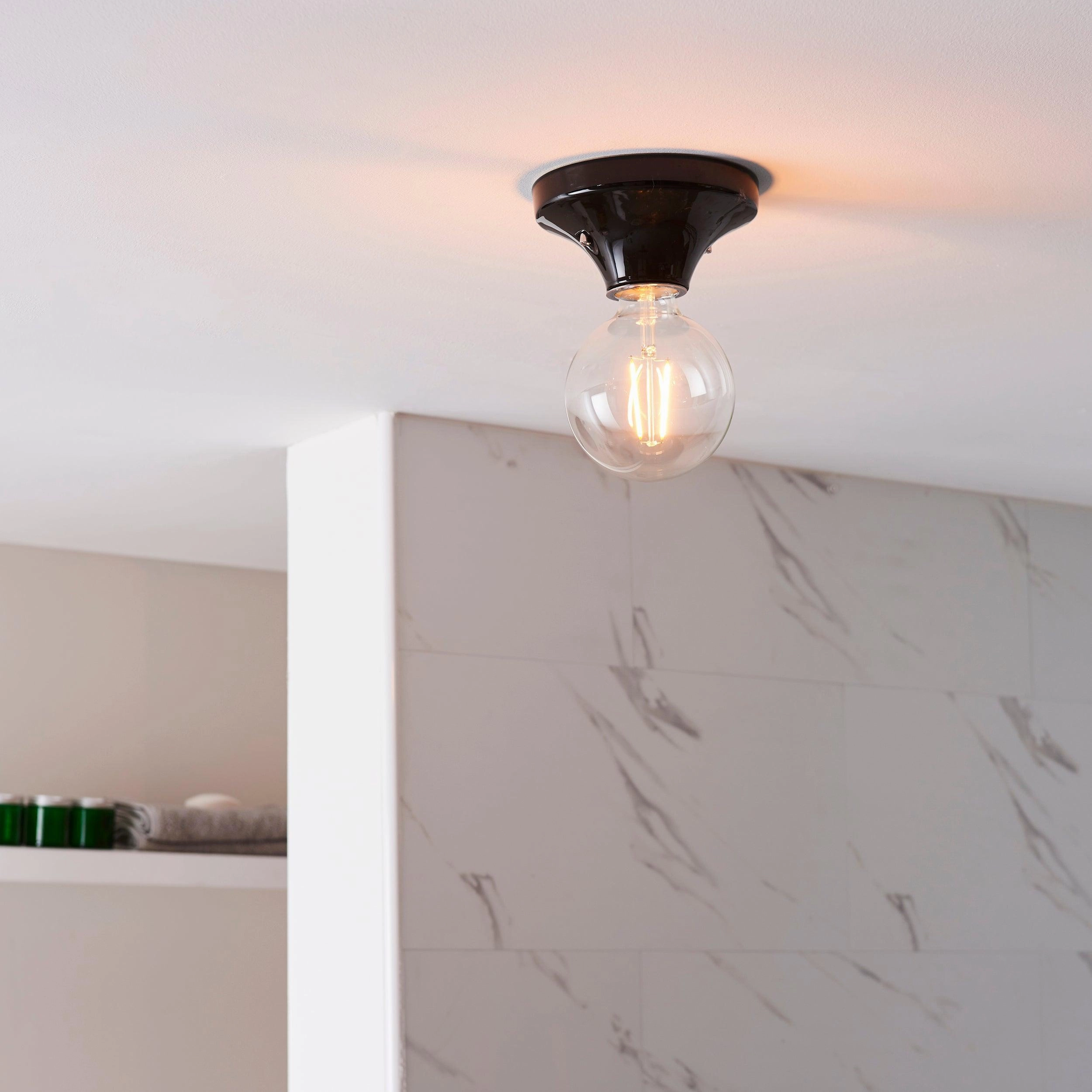Maida Black Modern Bathroom Flush Ceiling / Wall Light