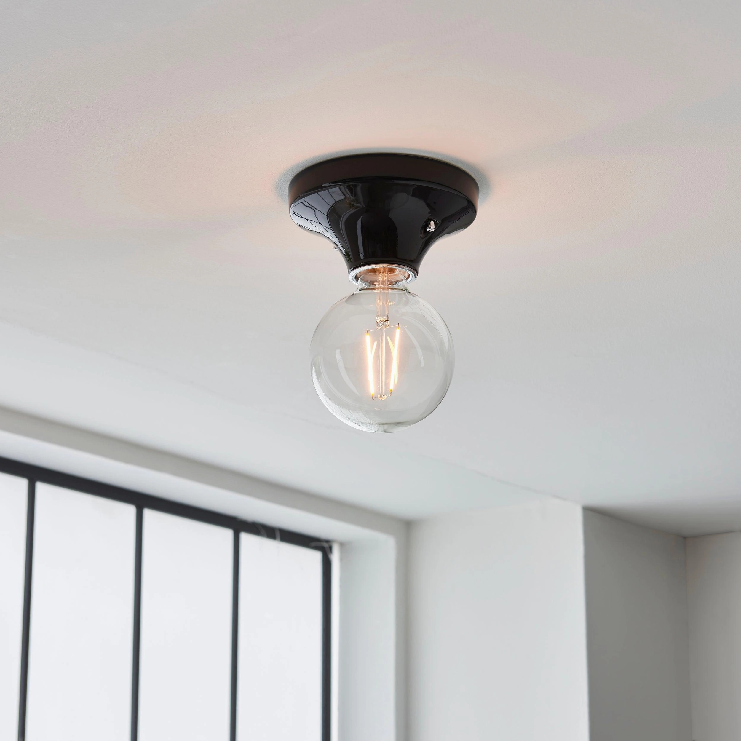 Maida Black Modern Bathroom Flush Ceiling / Wall Light