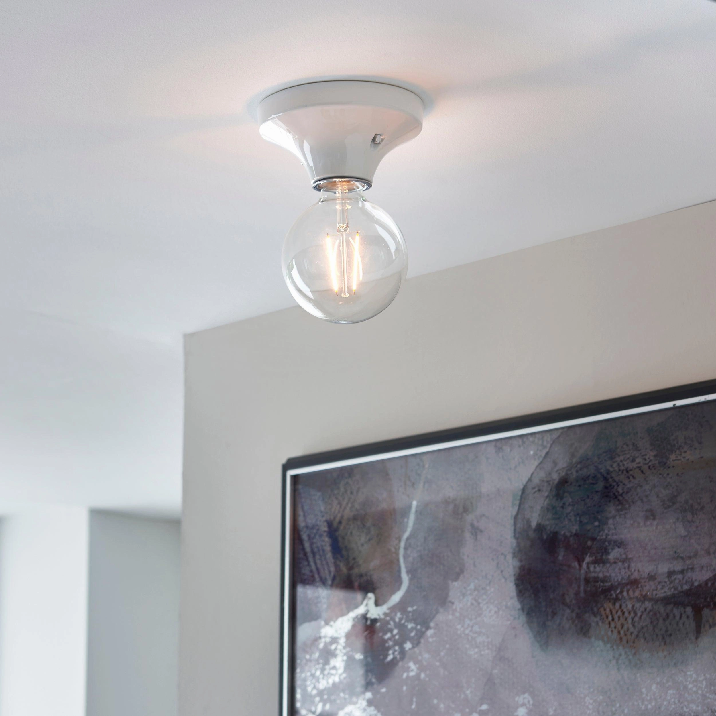 Maida White Bathroom Flush Ceiling / Wall Light