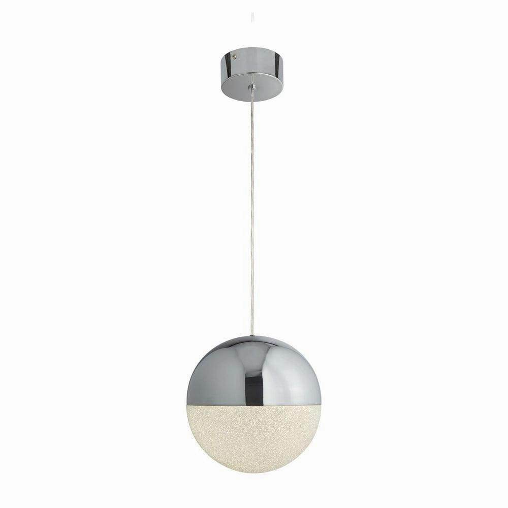 Marbles 1 Light LED Chrome & Acrylic Globe Pendant - 25cm ambient ceiling fixture