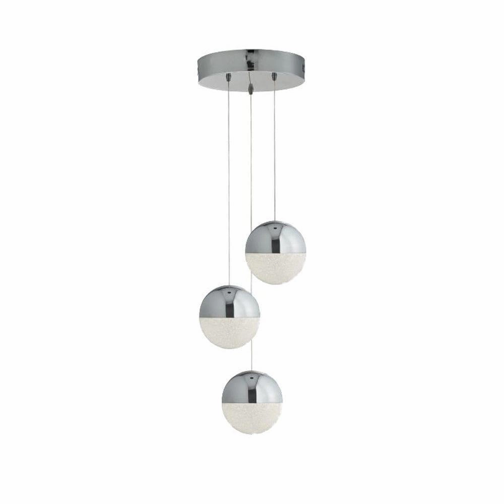 Marbles 3 Light LED Chrome & Acrylic Globe Pendant white ceiling lamp
