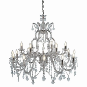 Marie Therese 18 Light Chrome/Clear Crystal Glass Chandelier soft glow ceiling light