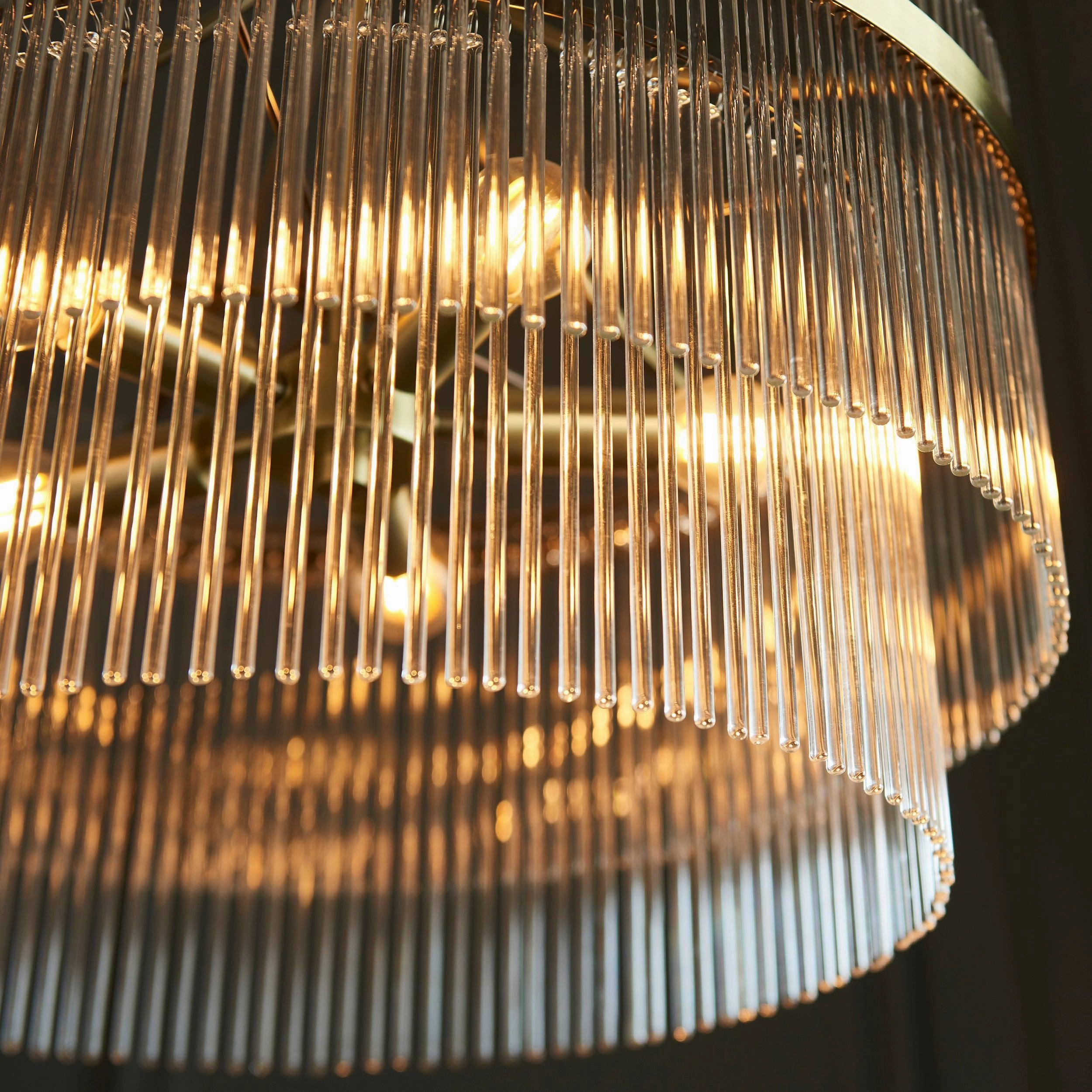 Marietta Brass 5 Light Ceiling Pendant - Glass Rods - Open Box
