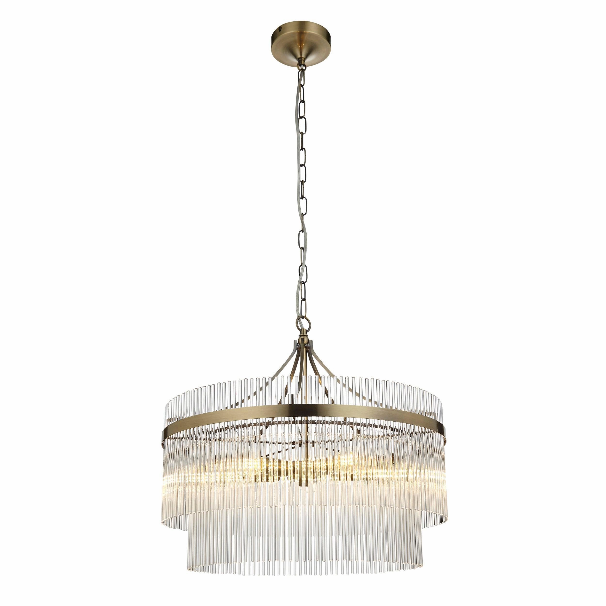 Marietta Brass 5 Light Ceiling Pendant - Glass Rods - Open Box