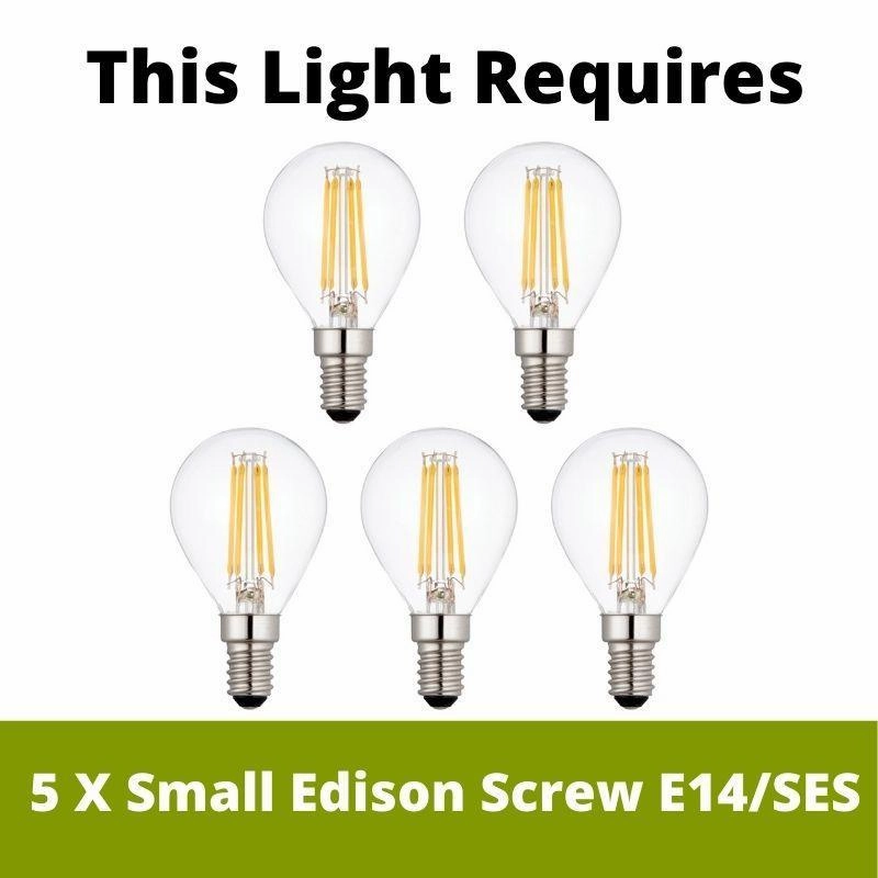 Marietta Brass 5 Light Ceiling Pendant - Glass Rods - Open Box
