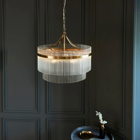 Marietta Brass 5 Light Ceiling Pendant - Glass Rods - Open Box white ceiling lamp
