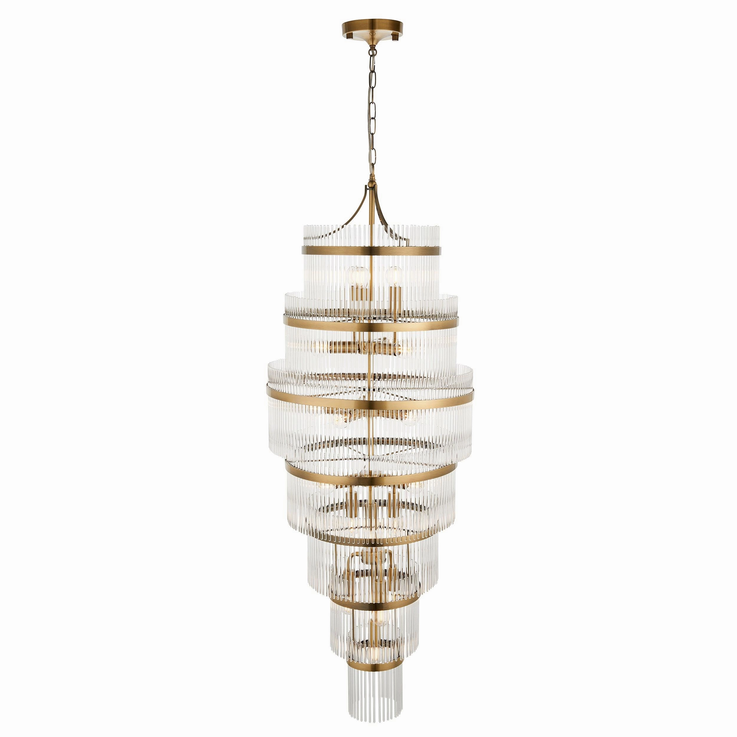 Marietta Brass Grand 21 Light Ceiling Pendant - Glass Rods