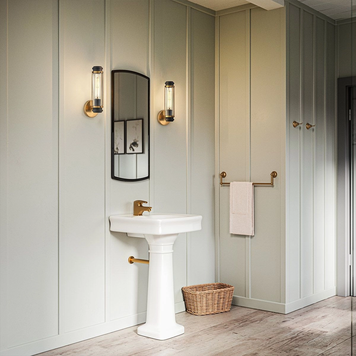 Masthead Brass & Black Bathroom Wall Light