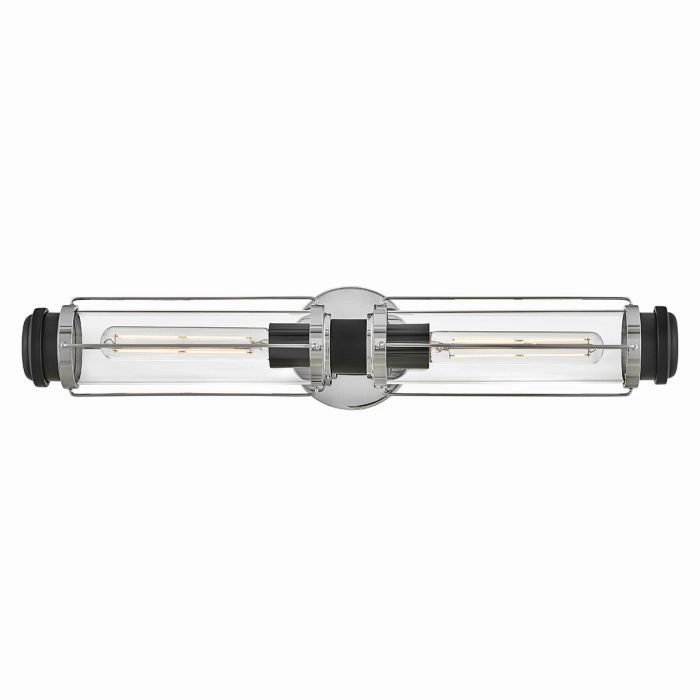 Masthead Double Polished Chrome & Black Bathroom Wall Light