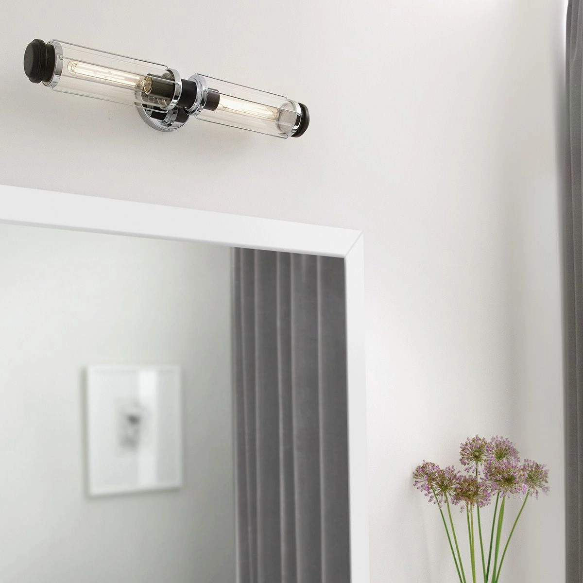 Masthead Double Polished Chrome & Black Bathroom Wall Light vintage desk lamp