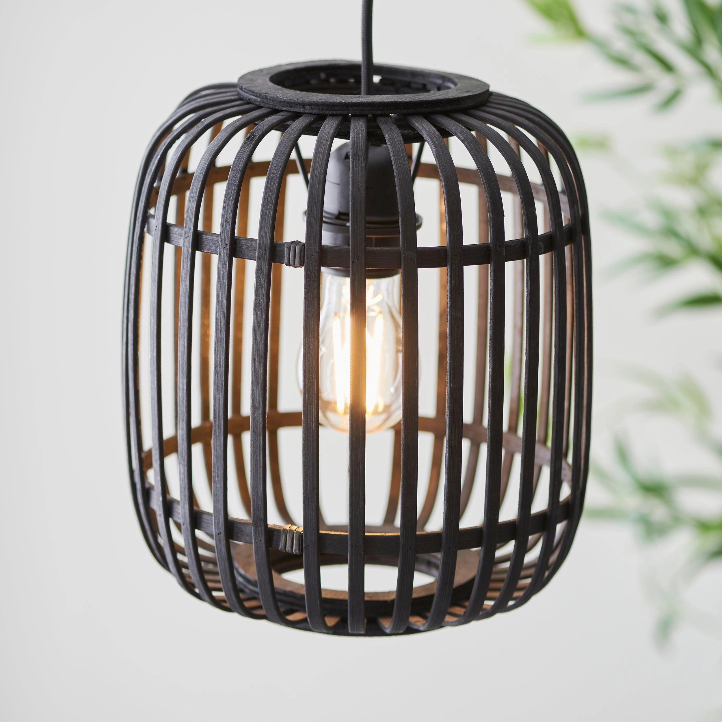 Mathias Black Bamboo Adjustable Ceiling Pendant