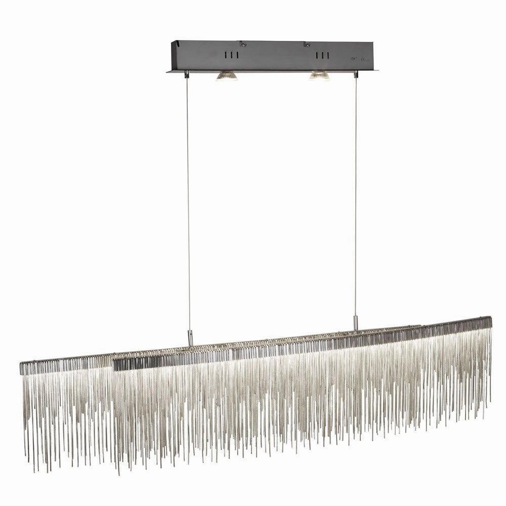 Memphis LED Satin Silver Chain String Bar Ceiling Pendant soft glow ceiling light