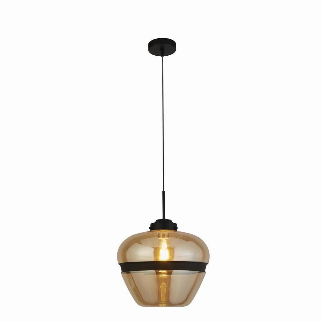 Meringue 1 Light Black & Champagne Glass Ceiling Pendant sleek LED ceiling lamp