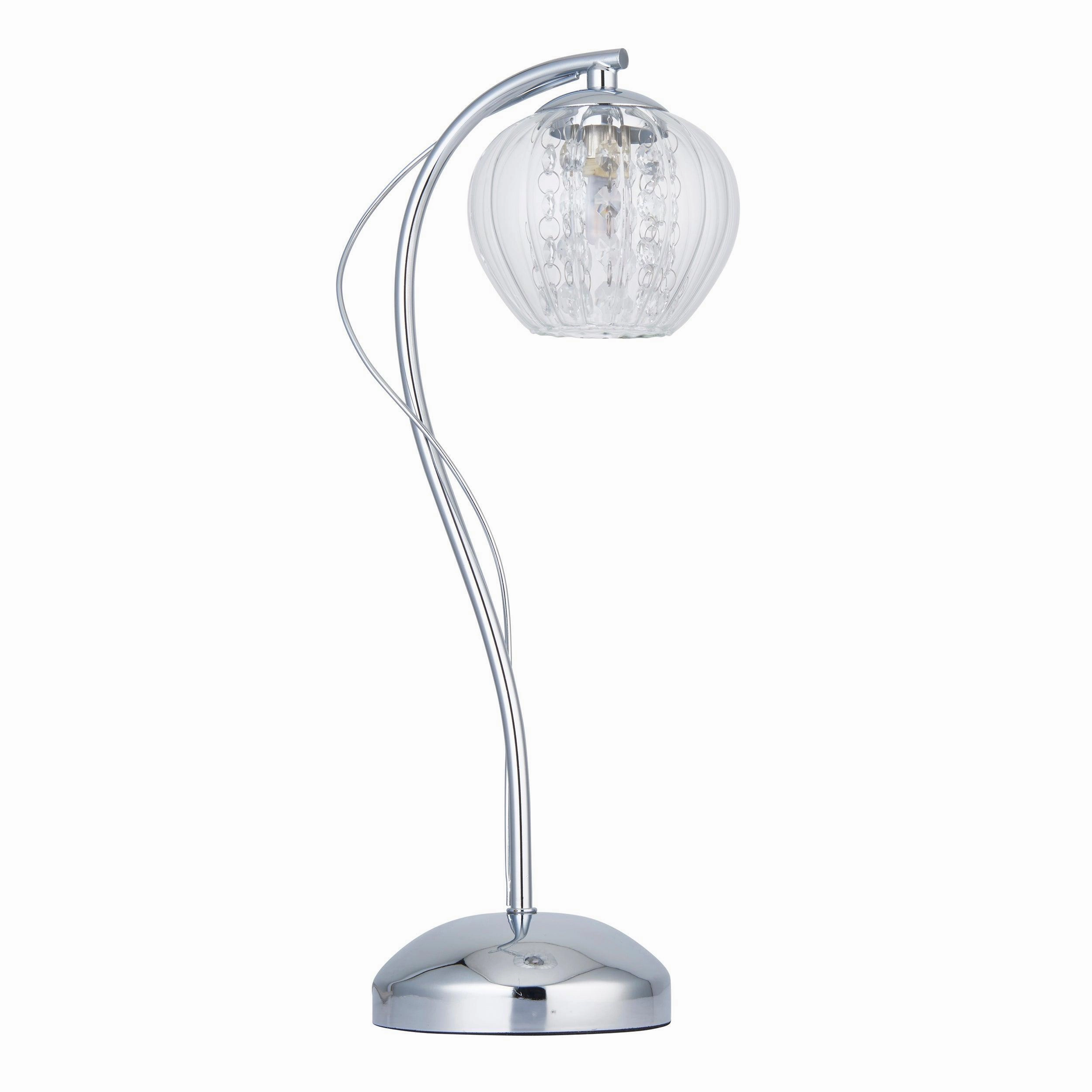 Mesmer Chrome & Ribbed Glass Shaded Table Lamp