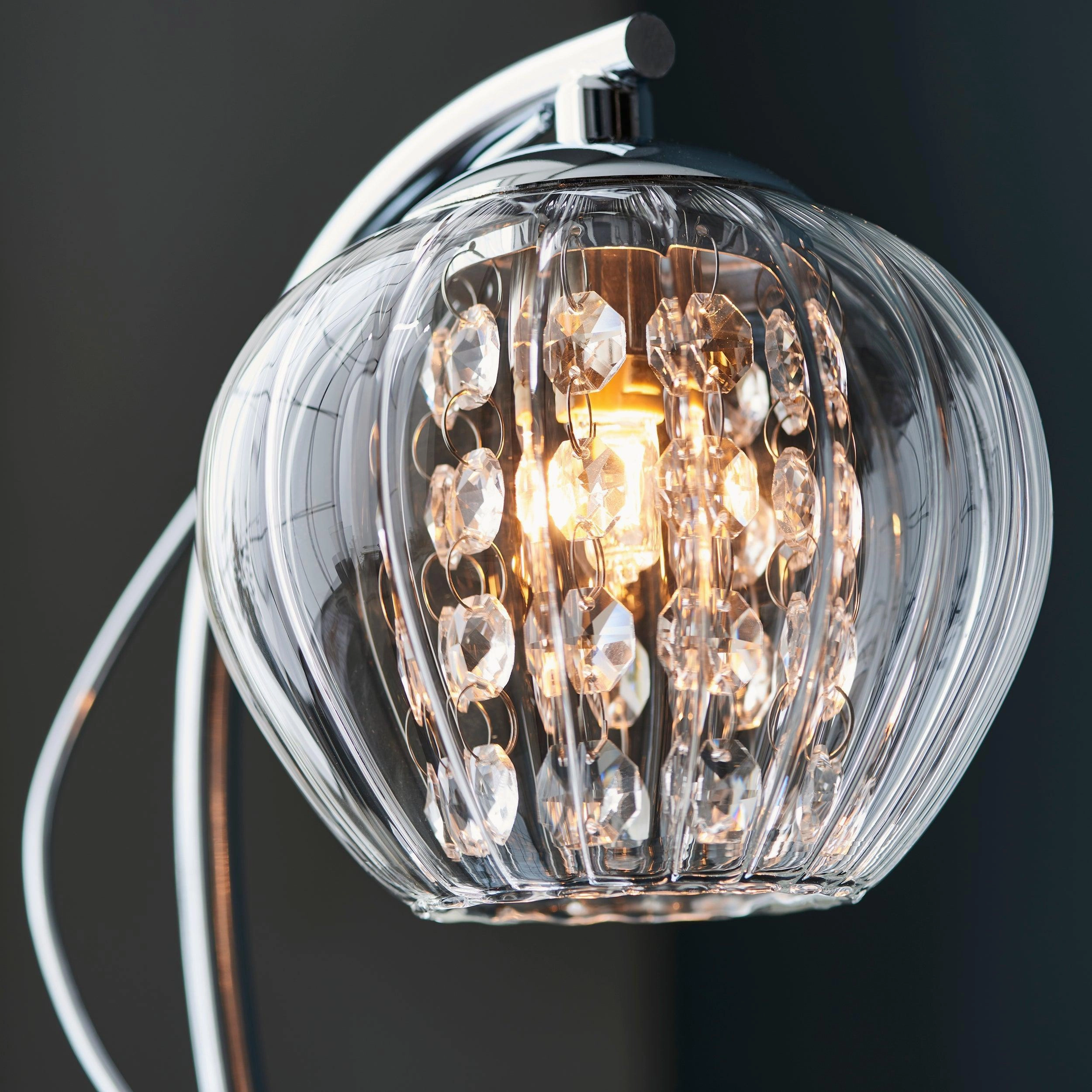 Mesmer Chrome & Ribbed Glass Shaded Table Lamp