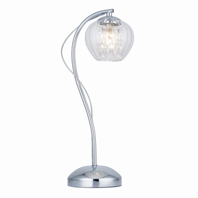 Mesmer Chrome & Ribbed Glass Shaded Table Lamp energy-saving LED light