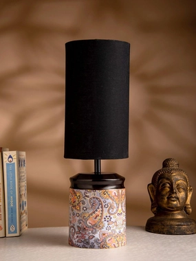 Metal Ambee printed Lamp with Solid Black Shade decorative ceiling fixture