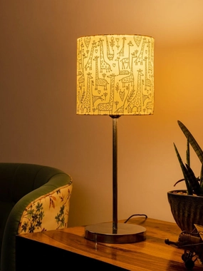 Metal Chrome Finish Lamp with Multicolor Animal Print Shade decorative ceiling fixture
