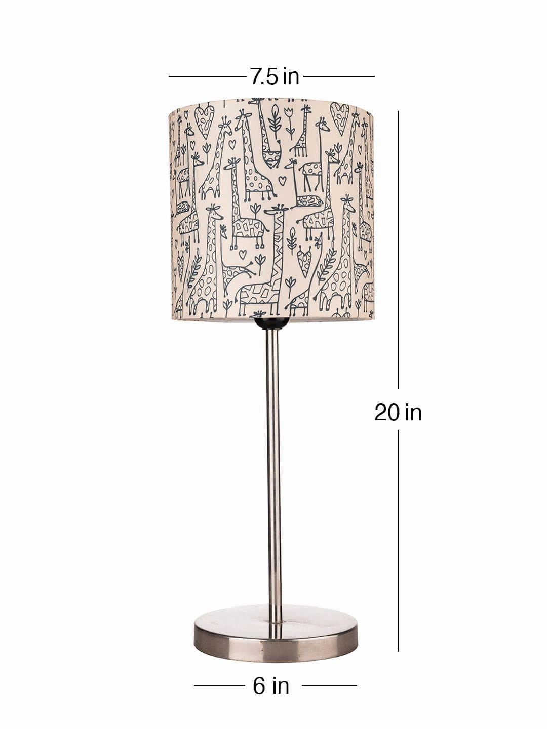 Metal Chrome Finish Lamp with Multicolor Animal Print Shade
