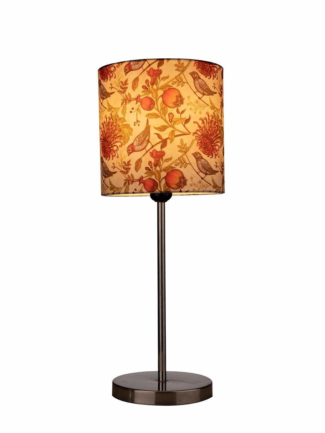 Metal Chrome Finish Lamp with Multicolor Birdy Shade