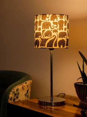 Metal Chrome Finish Lamp with Multicolor Black Elephant Shade decorative ceiling fixture