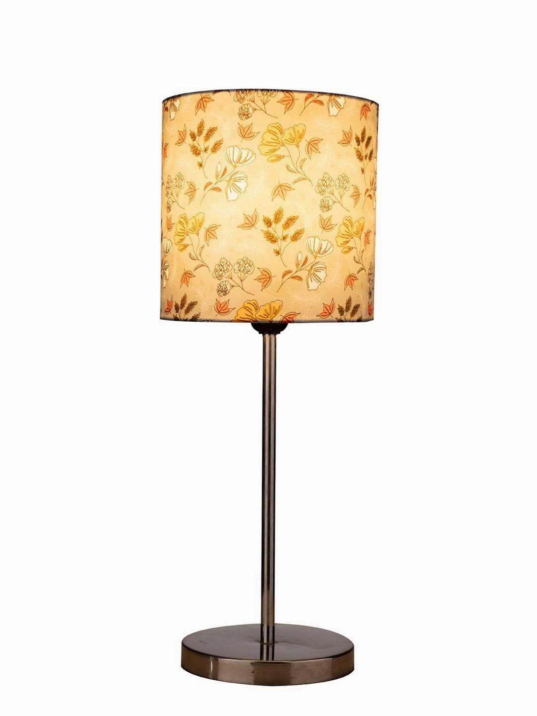Metal Chrome Finish Lamp with Multicolor Gardenia Shade