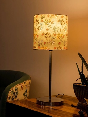 Metal Chrome Finish Lamp with Multicolor Gardenia Shade decorative ceiling fixture