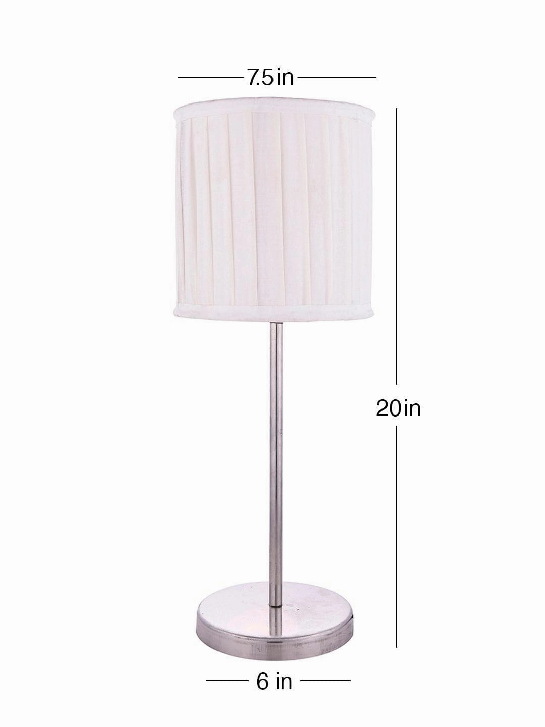 Metal Chrome Finish Lamp with Pleeted Cotton White Shade
