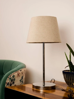 Metal Chrome Finish Lamp with Smare Taper Brown Shade decorative ceiling fixture