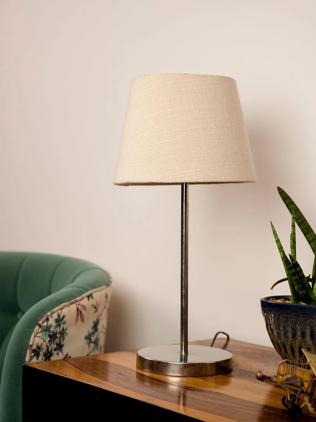 Metal Chrome Finish Lamp with Smare Taper White Shade decorative ceiling fixture