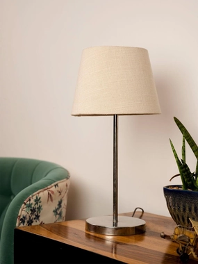 Metal Chrome Finish Lamp with Smare Taper White Shade decorative ceiling fixture