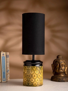 Metal Diamond Tile Print Lamp with Solid Black Shade decorative ceiling fixture