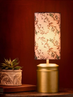 Metal Golden Table Lamp with Creeper Print Shade decorative ceiling fixture