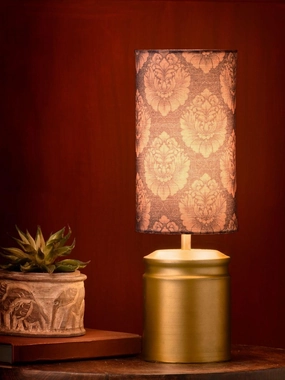 Metal Golden Table Lamp with Motives Printed Shade decorative ceiling fixture