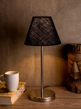 Metal Table Lamp with Black Jute Shade decorative ceiling fixture