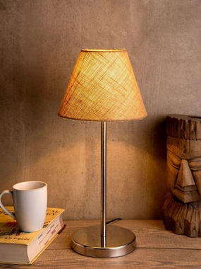 Metal Table Lamp with Brown Jute Shade decorative ceiling fixture