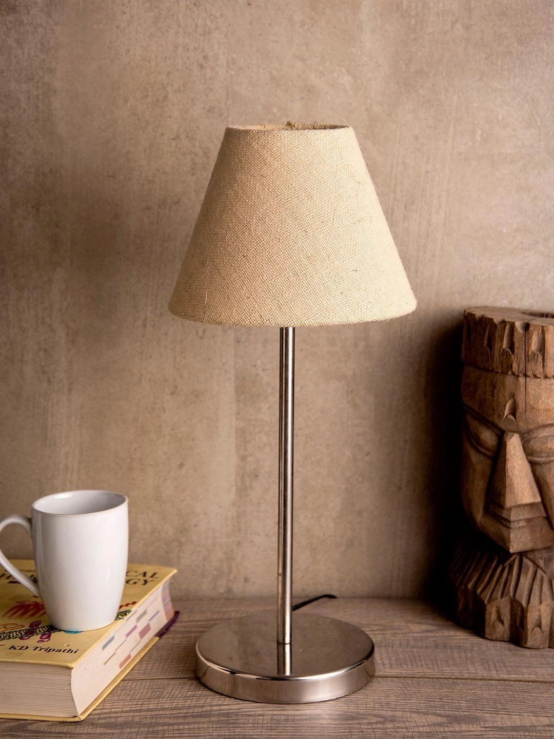 Metal Table Lamp with White Jute Shade
