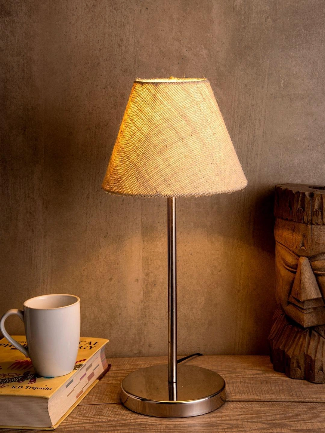 Metal Table Lamp with White Jute Shade decorative ceiling fixture