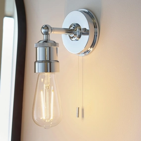 Miller Chrome Industrial Bathroom Wall Light - Pull Cord vintage desk lamp