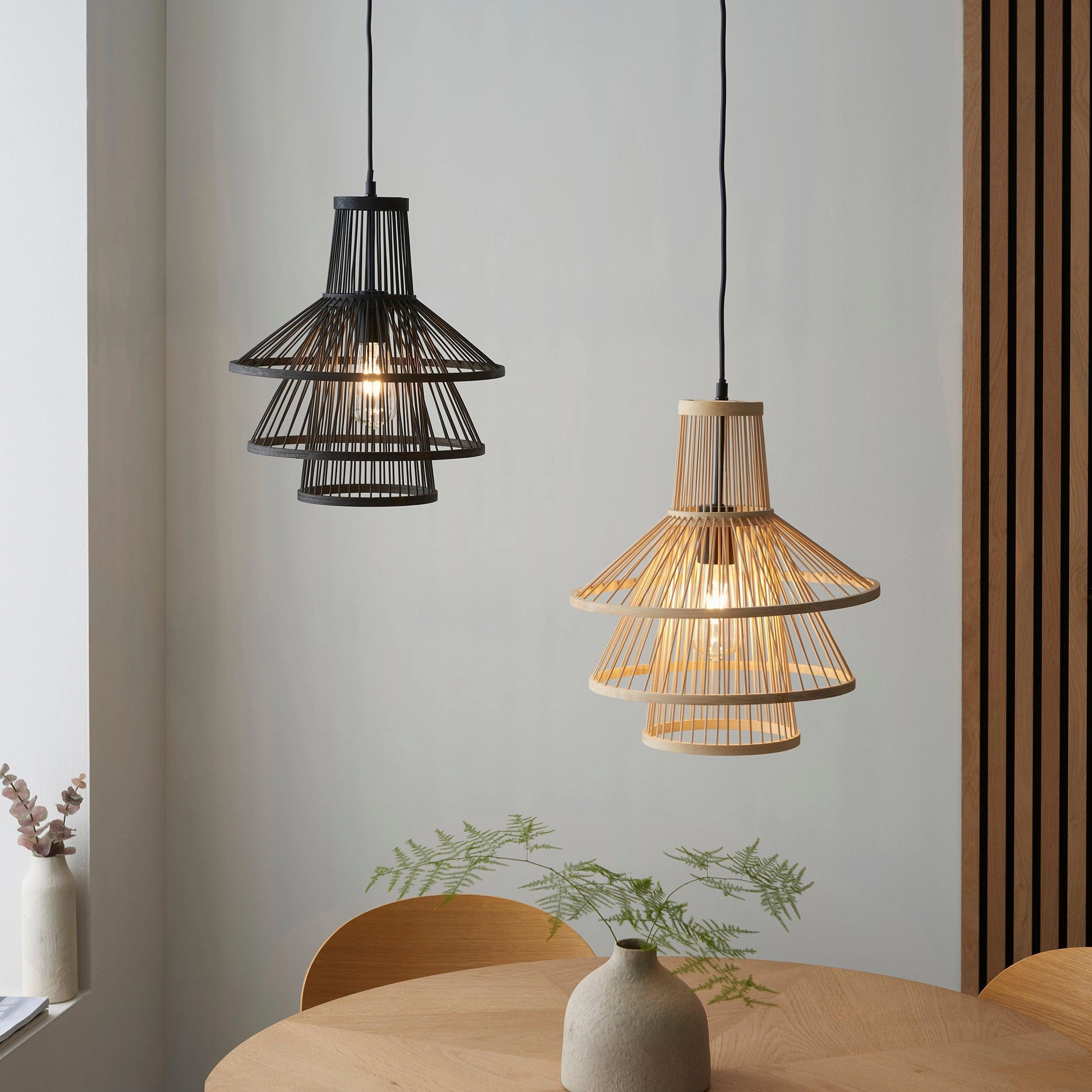 Minato Black Bamboo Adjustable Ceiling Pendant