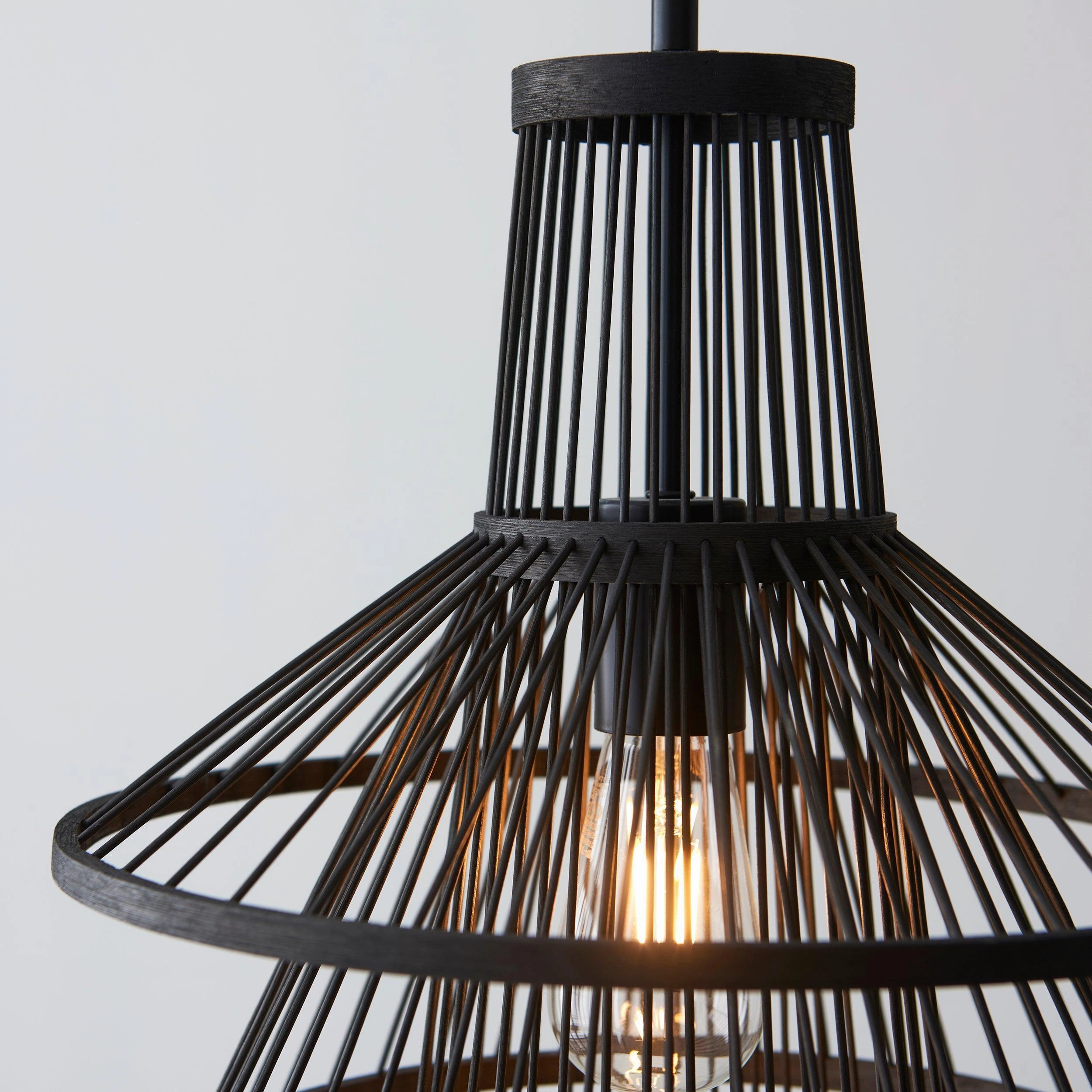 Minato Black Bamboo Adjustable Ceiling Pendant