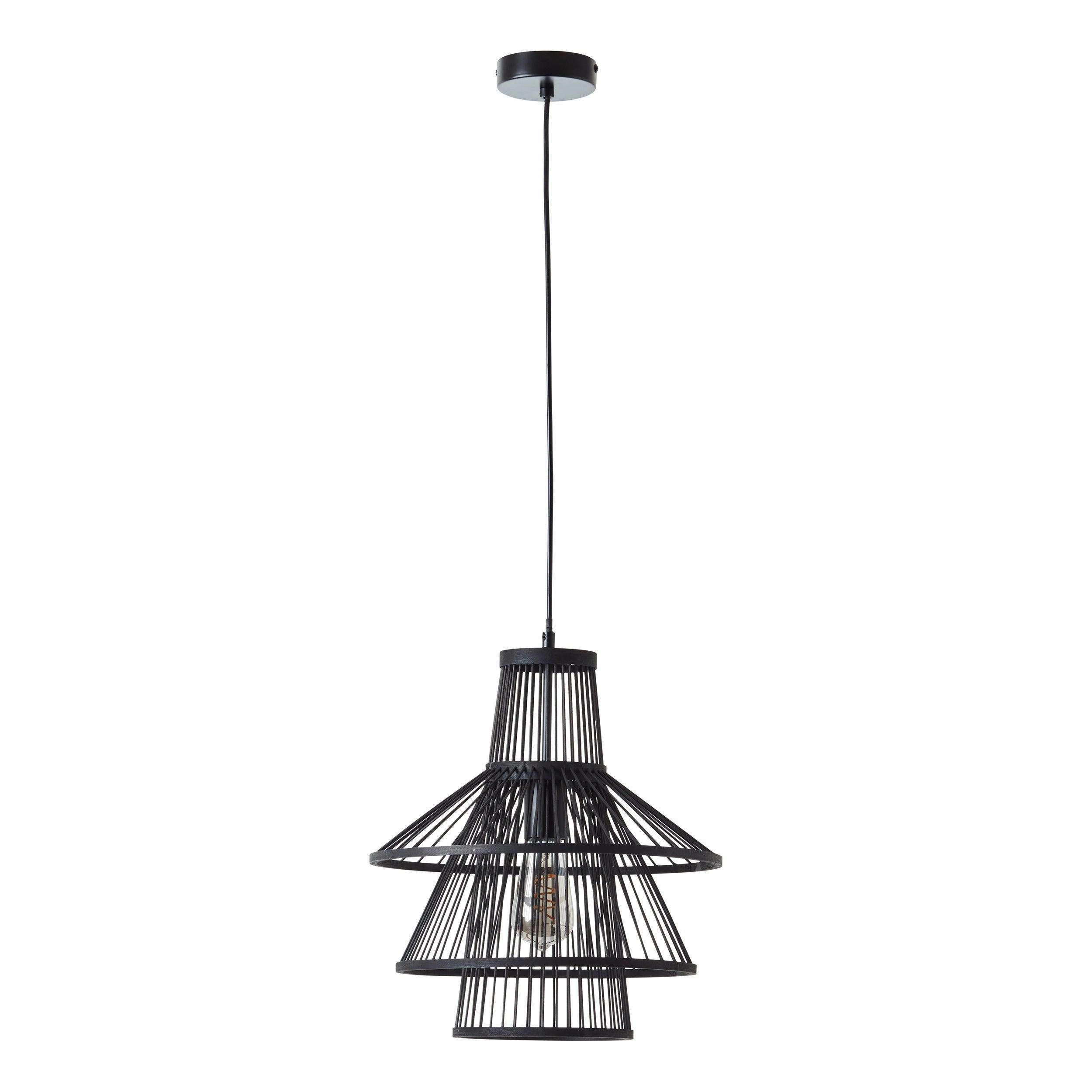 Minato Black Bamboo Adjustable Ceiling Pendant