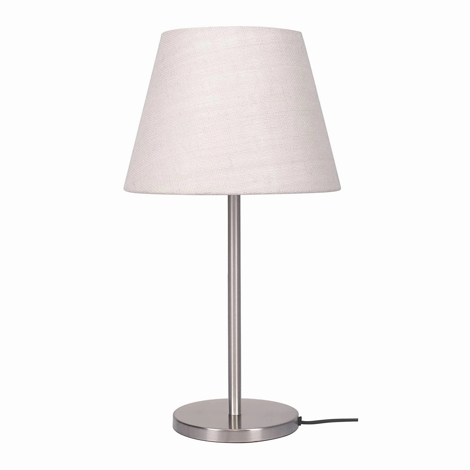 Modern & Sleek Stainless Steel Silver Finish Table Lamp 10 Inches