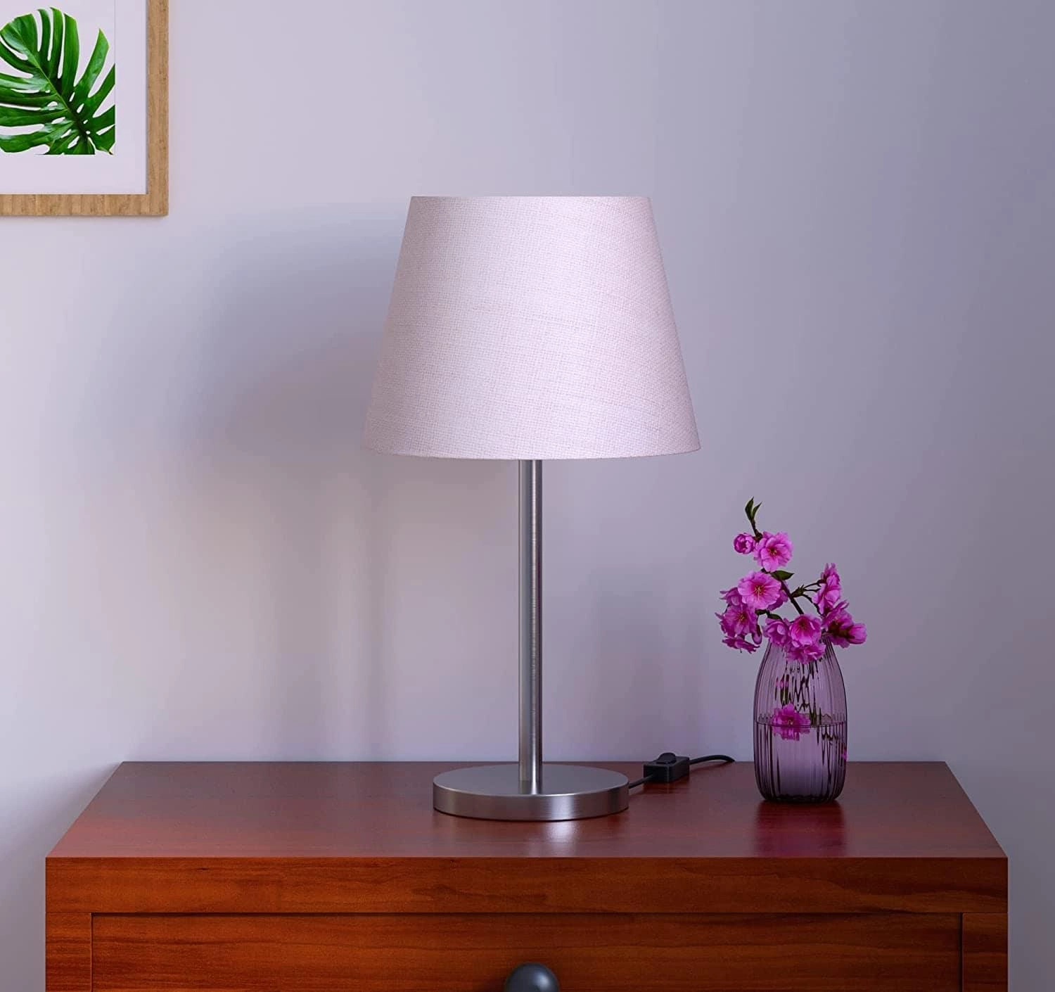 Modern & Sleek Stainless Steel Silver Finish Table Lamp 10 Inches