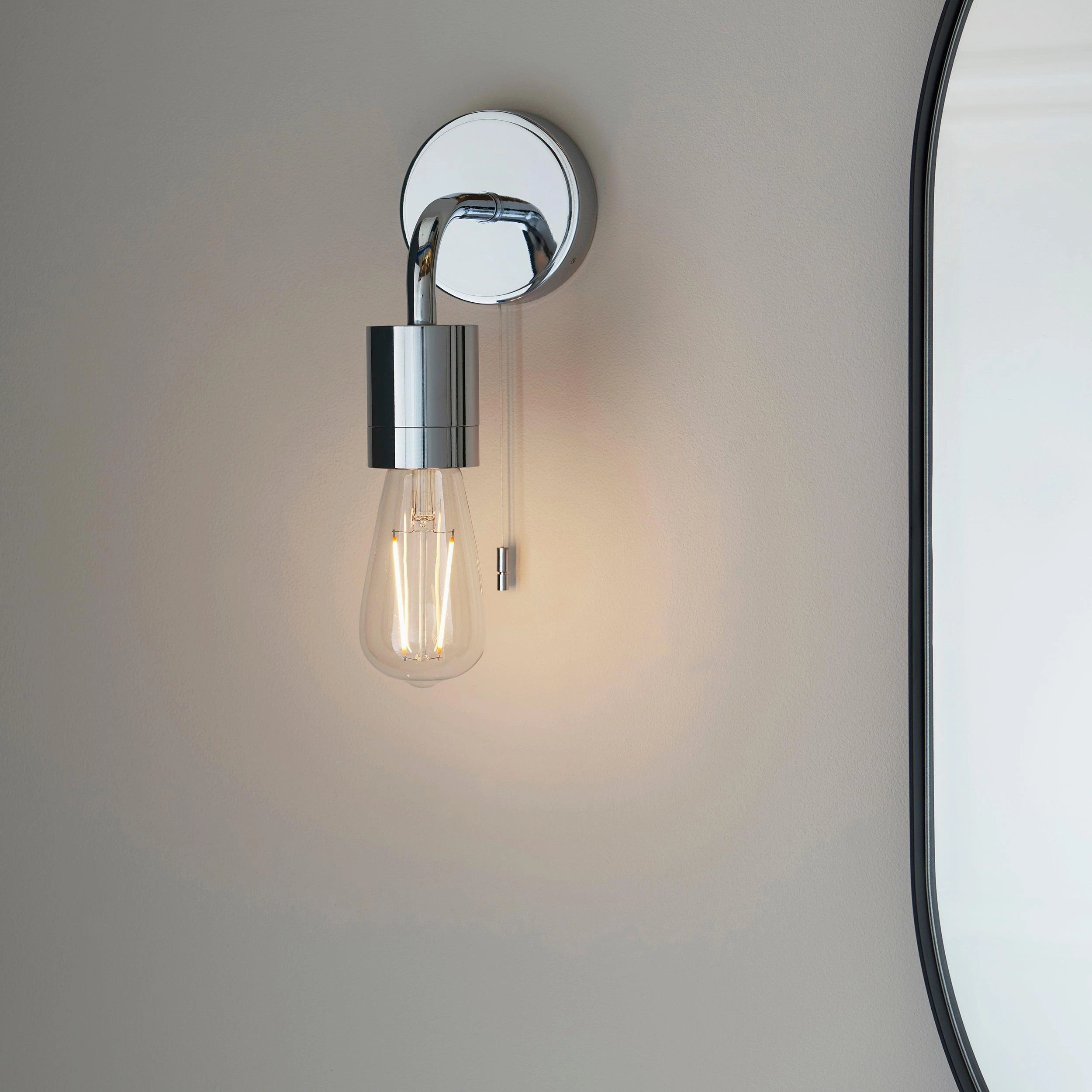 Modern Art Deco Chrome Bathroom Wall Light