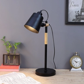 Modern Nordic Wood & Metal Study Lamp With Black Base By Ss Lightings decorative ceiling fixture